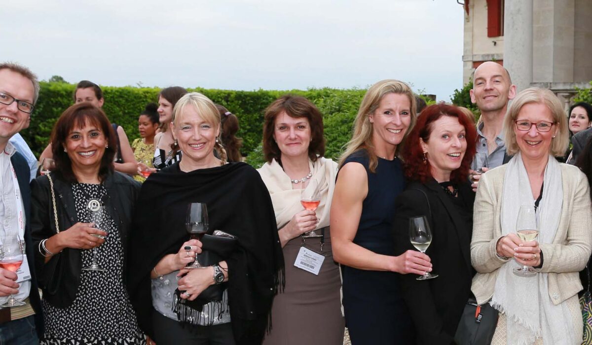 2016 WCVD8 Gala Dinner Reception UK dermatologists enjoying some wine tasting at Chateau Giscours